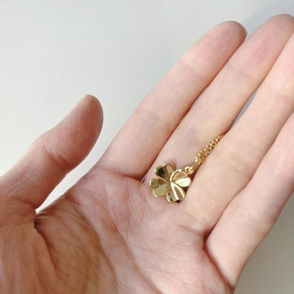Four Leaf Clover Pendant Necklace for Women, 14K Gold Plated heart clover Neckla - Picture 7 of 9